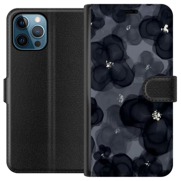 Kompatibel Tegnebogsetui til Apple iPhone 12 Pro Max Abstrakte blomster i mørke nuancer med bløde former, moderne og kunstnerisk design