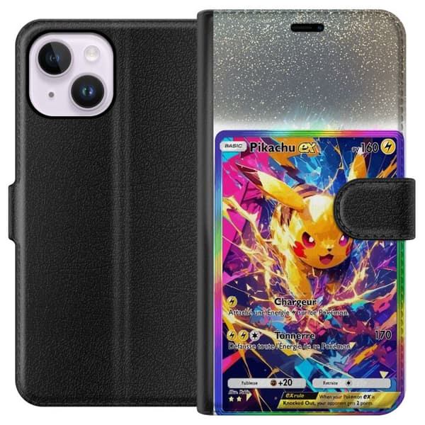 Kompatibel Tegnebogsetui til Apple iPhone 14 Plus Pikachu gul