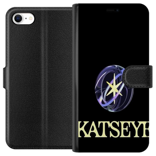 Kompatibel Tegnebogsetui til Apple iPhone 6s KATSEYE-logo med gul stjerne, lilla omløbsringe og lys typografi på sort baggrund sort