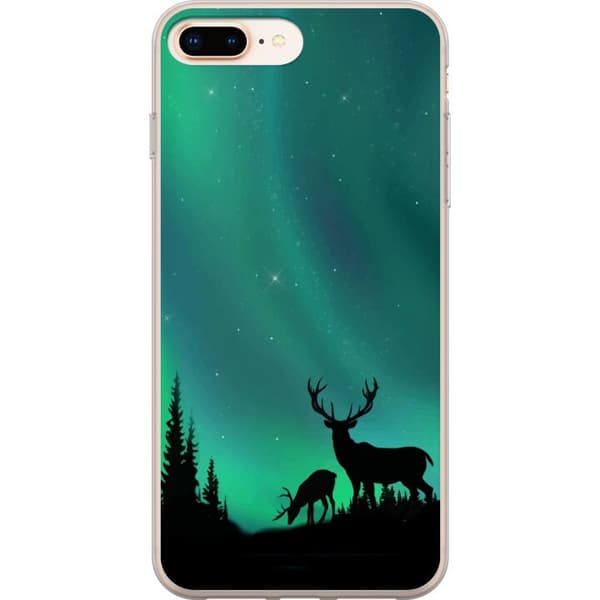 Kompatibelt Mobildeksel til Apple iPhone 8 Plus Hjortar i siluett under norrsken