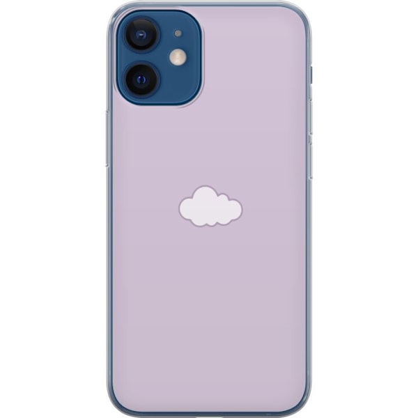 Apple iPhone 12 mini Genomskinligt Skal Lila Moln – minimalistiskt moln på lila bakgrund