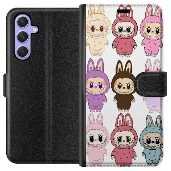 Samsung Galaxy A54 Tegnebogsetui Labubu Pink Monster - Popkunst med Kawaii-touch