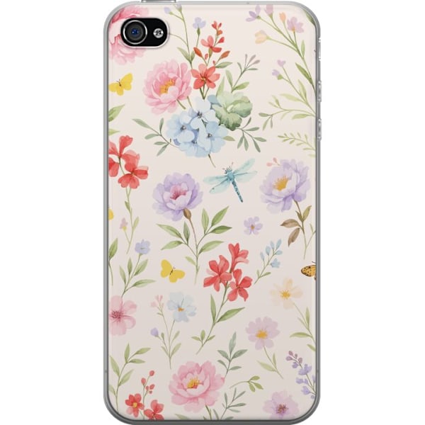 Apple iPhone 4 Gennemsigtig cover Blomster