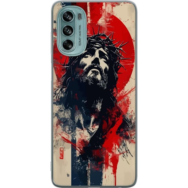 Motorola Moto G62 5G Genomskinligt Skal Jesus med kors – kri