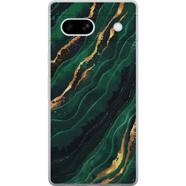 Google Pixel 7a Läpinäkyvä kuori Marmori Kulta Vihreä
