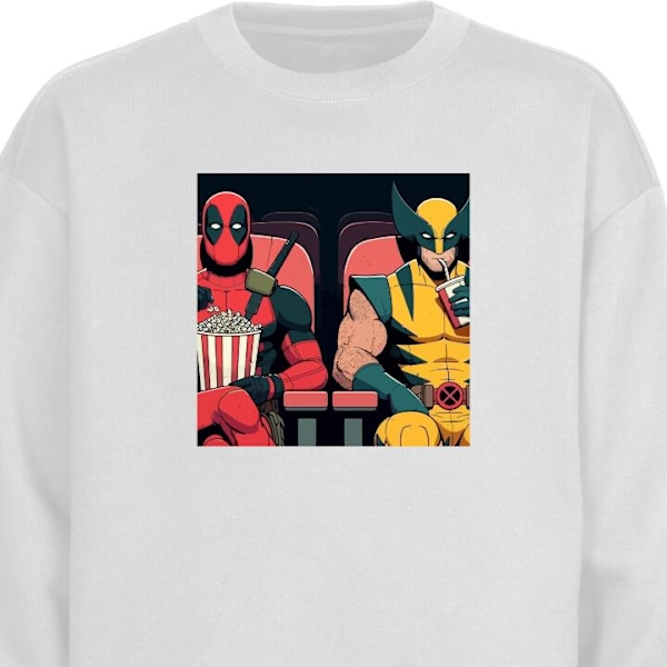 Sweatshirt til Voksne | Klassisk Collegebluse Deadpool & Wolve hvid XXL