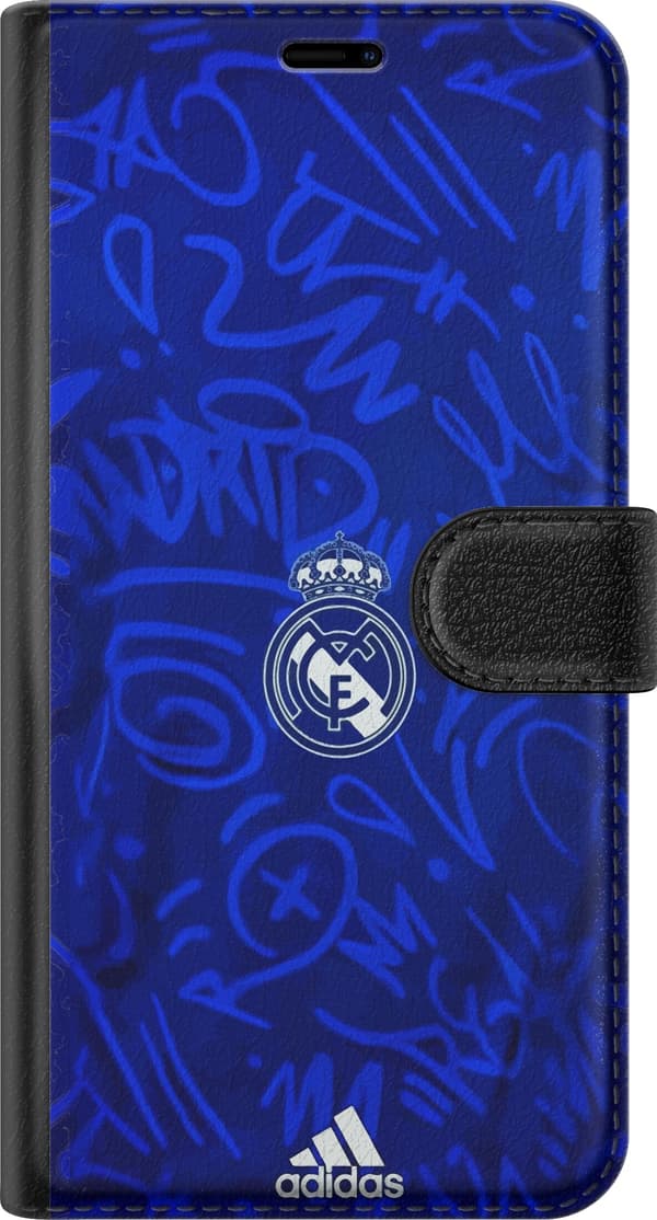 Kompatibel Tegnebogsetui til Apple iPhone 7 Lille hvidt kronet cirkelemblem over mørkeblå og klarblå graffitilinjer blå