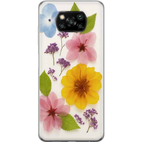 Xiaomi Poco X3 NFC Genomskinligt Skal Pressade blommor