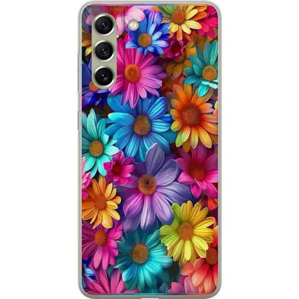 Samsung Galaxy S21 FE 5G Genomskinligt Skal Gerbera Blommor Färgglad Dekor Blommotiv Populärt Heminredning Färg Rik Väggkonst Design