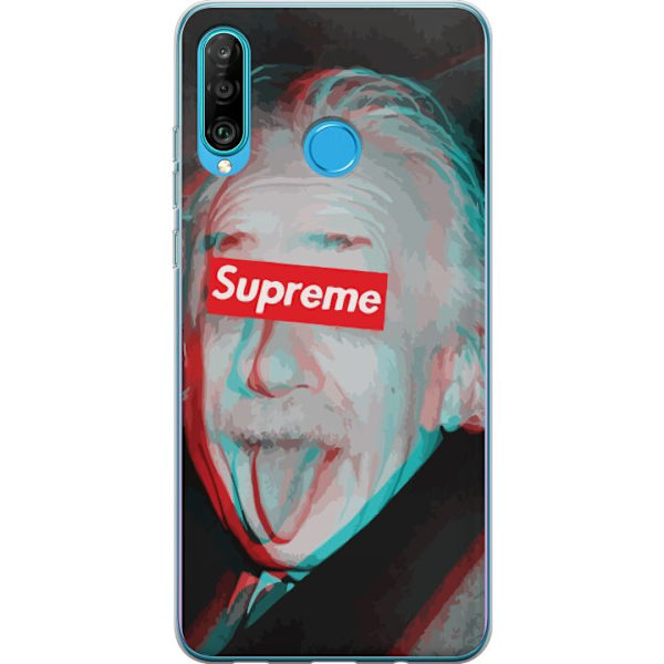 Huawei P30 lite Gennemsigtig cover Supreme Albert Einstein 3D Motiv Streetwear Design Populær Videnskab Ikonisk Grafisk Urban Kunst
