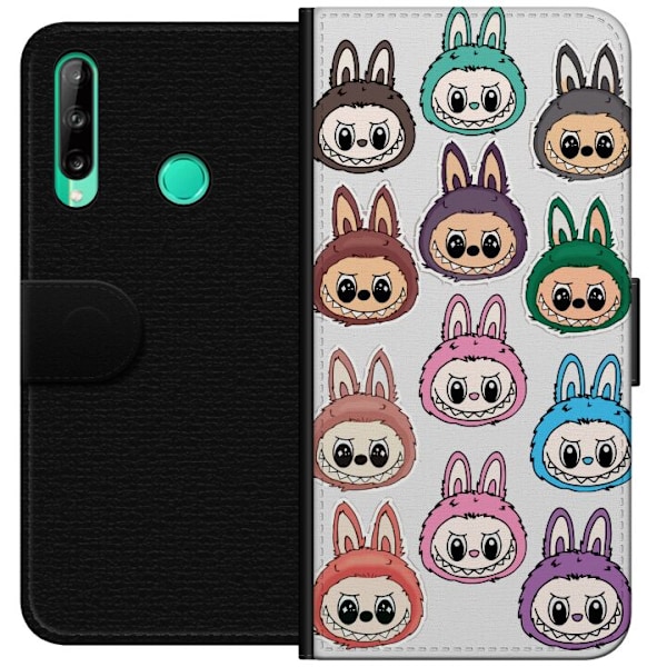 Huawei P40 lite E Tegnebogsetui Labubu Macaron Monster - Nuttet Samlefigur med Stil