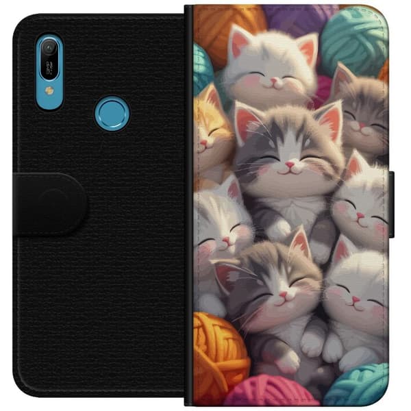 Kompatibel Tegnebogsetui til Huawei Y6 (2019) Sovande kattungar beige