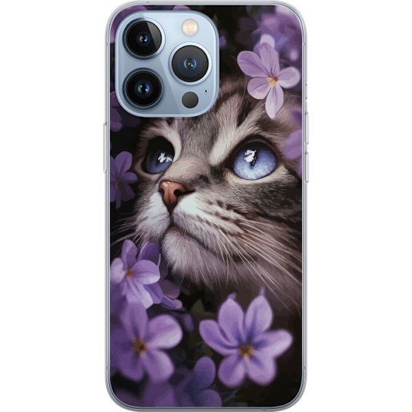 Apple iPhone 13 Pro Gjennomsiktig deksel Katt og blomster