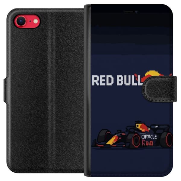 Kompatibel Tegnebogsetui til Apple iPhone 8 Pixelracer i retrostil sort