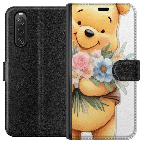 Sony Xperia 10 V Lommeboketui Nalle Puh med blomster - klassis