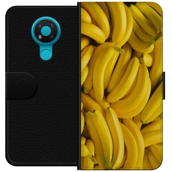 Nokia 3.4 Plånboksfodral Banana Pattern – lekfullt mönster med gula bananer