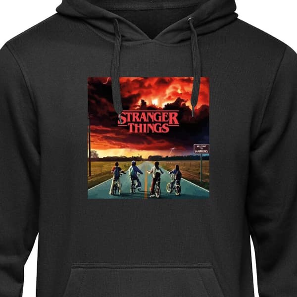 Børne Hoodie Sort 9-11 År Stranger Things sort 9-11 År