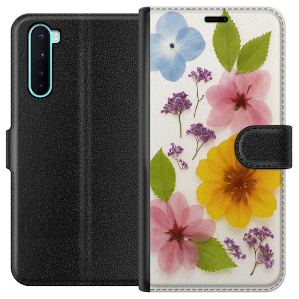 OnePlus Nord Lommeboketui Pressede blomster