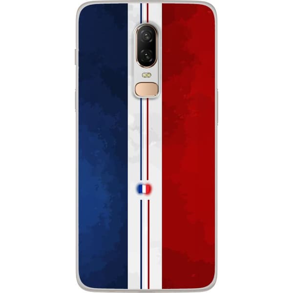 Kompatibelt Mobildeksel til OnePlus 6 Minimalistisk fransk flagg med rene linjer og flaggsymbol blå