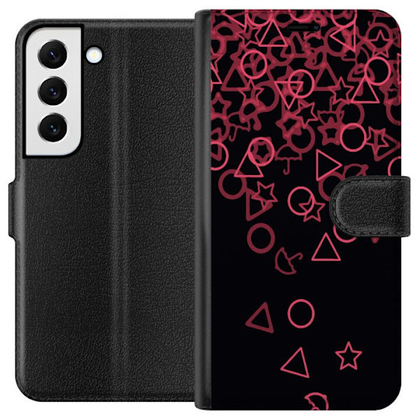 Samsung Galaxy S22+ 5G Plånboksfodral Squid Game Ikoner Serie Design Populärt TV Spel Ikoner Grafiskt Motiv Asiatisk Trend Dramaserie