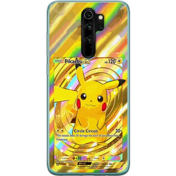 Kompatibelt Mobildeksel til Xiaomi Redmi Note 8 Pro  Gullig Pikachu EX samlebilde med regnbueeffekter gull