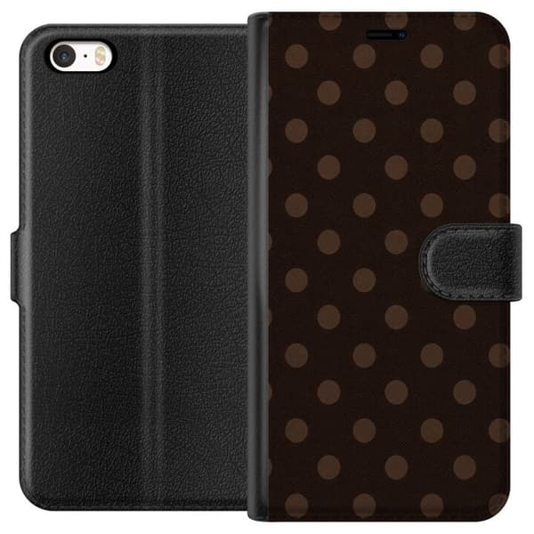 Kompatibelt Plånboksfodral till Apple iPhone SE (2016) Mocha Dots brun