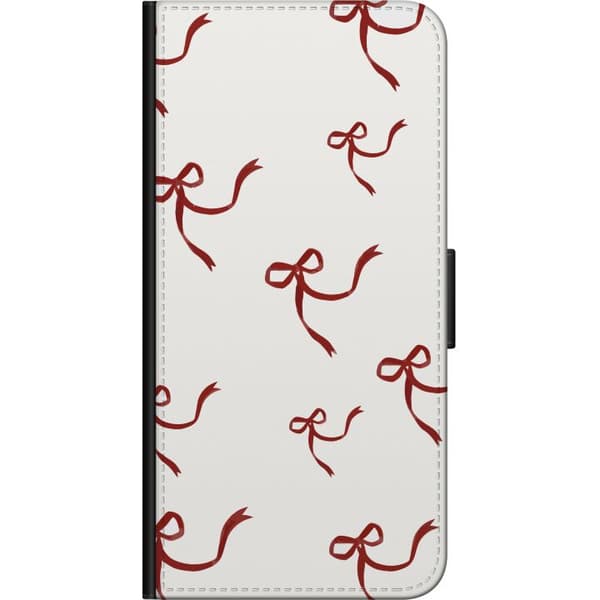 Kompatibel Tegnebogsetui til OnePlus 9 Pro Mønster med røde silkerosetter på lys baggrund, perfekt til jul, romantik og elegance