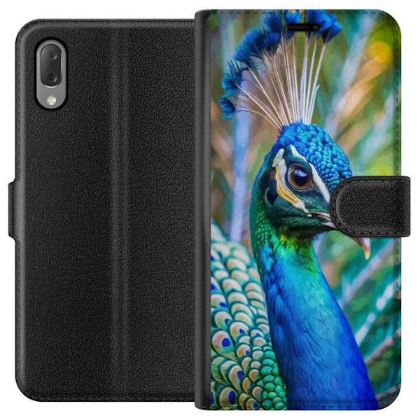 Sony Xperia L3 Lompakkokotelo Pavun Sulat Värikäs Design Lintuaihe Eksoottinen Graafinen Suunnittelu Luonto Ylellinen Koristelu