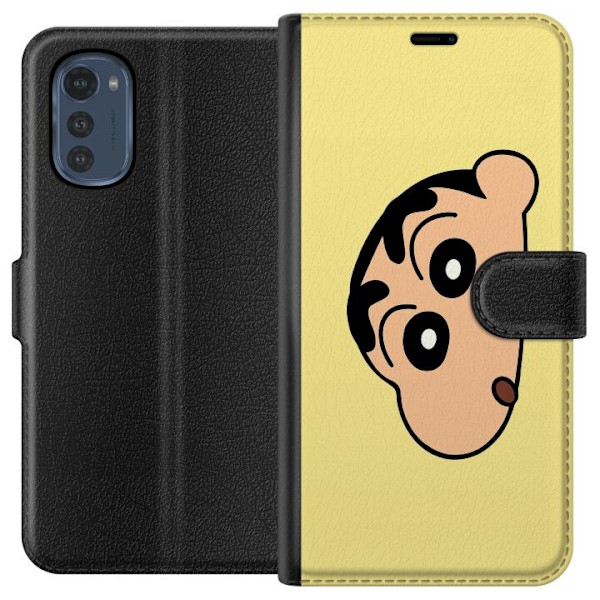 Motorola Moto E32s Tegnebogsetui Peeking Shinchan