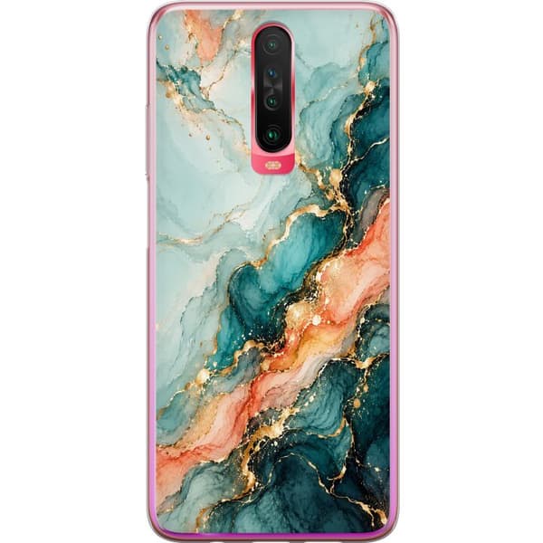 Kompatibelt Mobildeksel til Xiaomi Redmi K30 Korallmarmor turkis