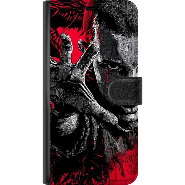 Kompatibel Tegnebogsetui til Apple iPhone 12 Eleven fra Stranger Things i mørkerød og sort skrækillustration