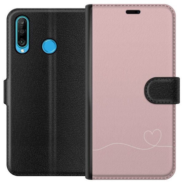 Huawei P30 lite Lommeboketui Rosa Hjärna Design