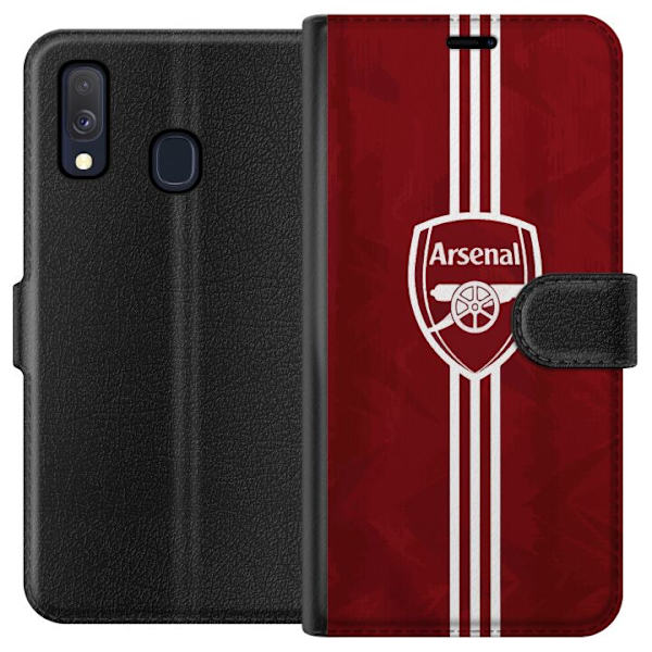 Samsung Galaxy A40 Plånboksfodral Arsenal Emblem Fotboll Premier League Klubbmärke Röd Vit Ikoniskt Fans London Sport Motiv