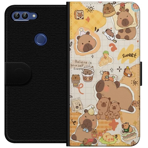 Huawei P smart Plånboksfodral Kawaii capybara mobilskal med gulliga djurmotiv