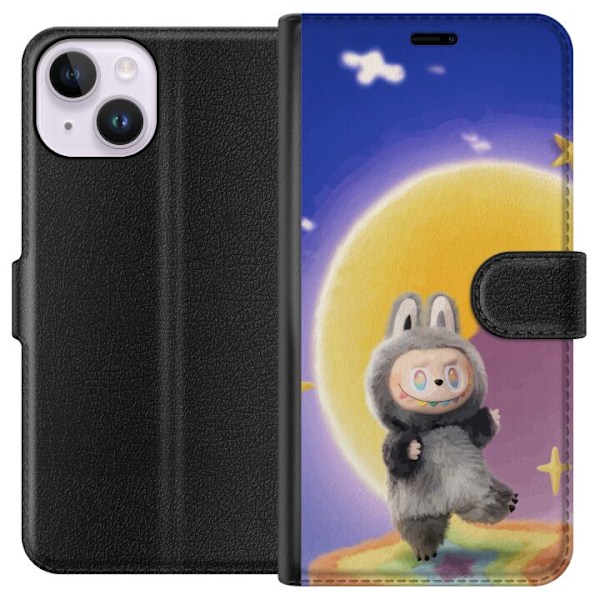 Apple iPhone 14 Plånboksfodral Labubu Neon Pop – Neonfärga