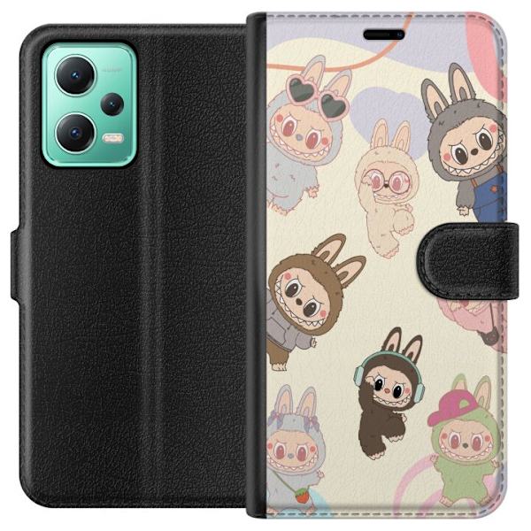 Xiaomi Redmi Note 12 Plånboksfodral Labubu Pop Mart Kollektion Motiv Figur Samling Design Populärt Art Toy Pop Mart Kreativ Grafiskt