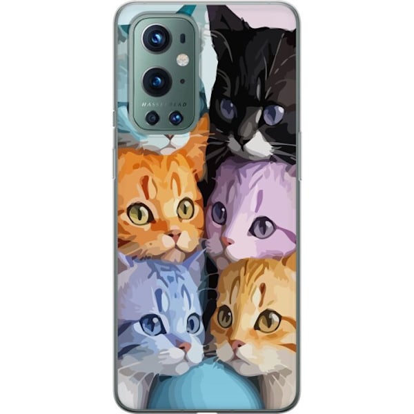 OnePlus 9 Pro Gennemsigtig cover Farverige Katte