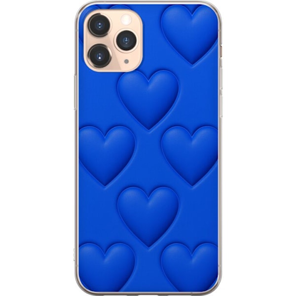Apple iPhone 11 Pro Läpinäkyvä kuori Siniset Sydämet