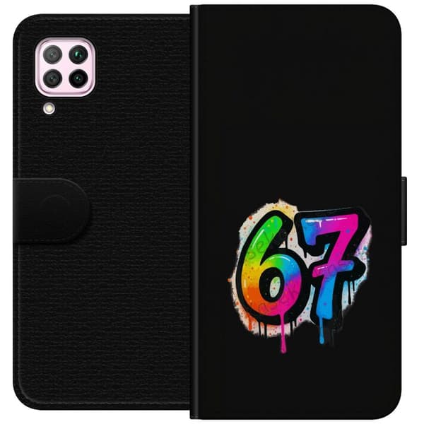 Kompatibelt Plånboksfodral till Huawei P40 lite Färgglada graffitisiffror svart
