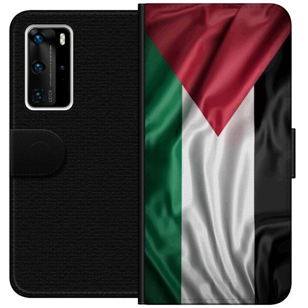 Huawei P40 Pro Tegnebogsetui Palestinaflaget – ikonisk frihedssymbol i rød, sort, hvid og grøn