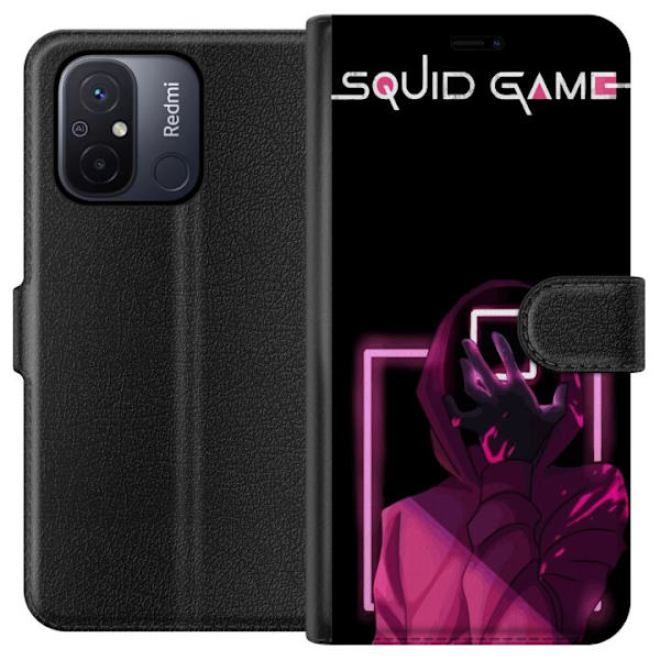 Xiaomi Redmi 12C Lompakkokotelo Squid Game Teema Suosittu Sarja Motiivi Graafinen Ikoninen Suunnittelu Aasialainen Popkulttuuri Jännitys Draama