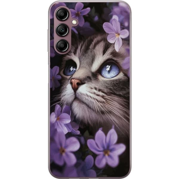 Kompatibelt Mobildeksel til Samsung Galaxy A14 5G Katt og blomster