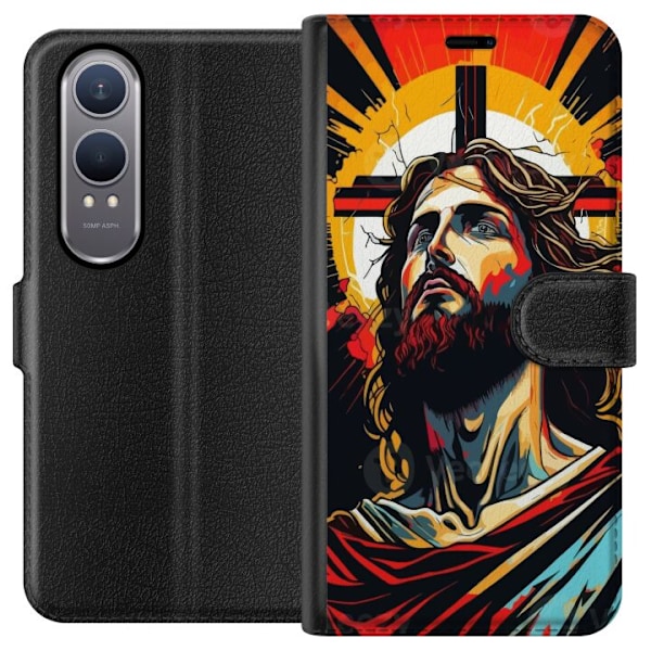 OnePlus Nord CE4 Lite Lompakkokotelo Jeesus ja Kortti - uskonn