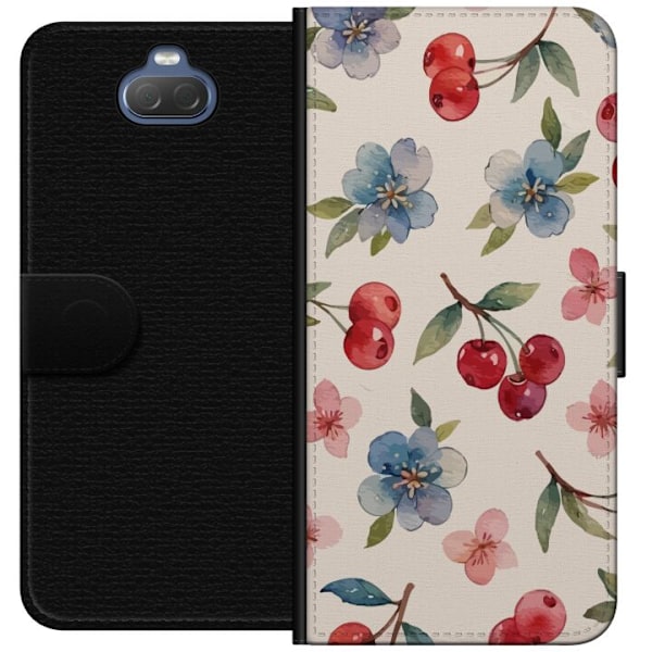 Sony Xperia 10 Plus Tegnebogsetui Bær & Blomster - mønster m