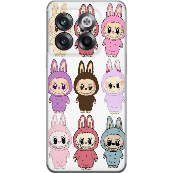 OnePlus 10T Genomskinligt Skal Labubu Pink Monster – Popkonst med Kawaii-touch