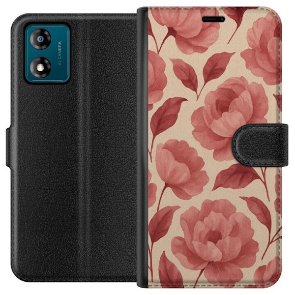 Motorola Moto E13 Tegnebogsetui Roseblomst