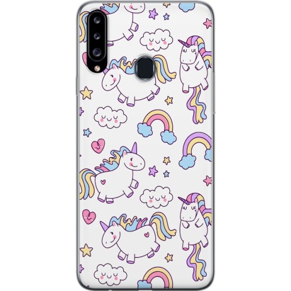 Samsung Galaxy A20s Gennemsigtig cover Unicorn Mønster