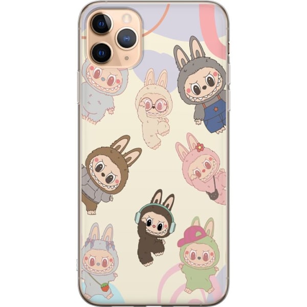 Apple iPhone 11 Pro Max Genomskinligt Skal Labubu Pop Mart Kollektion Motiv Figur Samling Design Populärt Art Toy Pop Mart Kreativ Grafiskt