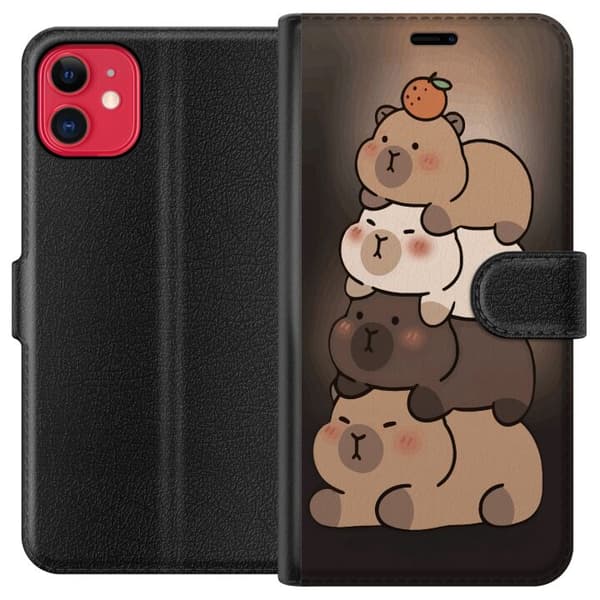 Kompatibel Tegnebogsetui til Apple iPhone 11 Capybara Kawaii Sød Dyrefigur