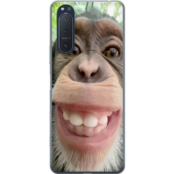 Sony Xperia 5 II Läpinäkyvä kuori Simpanssi Selfie Rauhallinen Graafinen Suunnittelu Apinan Aihe Suosittu Urban Art Tyyli